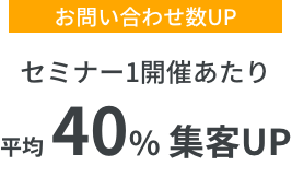 お問い合わせ数UP セミナー1開催あたり平均40%集客アップ
